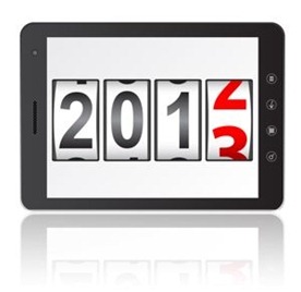 Tablet PC computer with 2013 New Year counter isolated on white background. Vector  illustration.