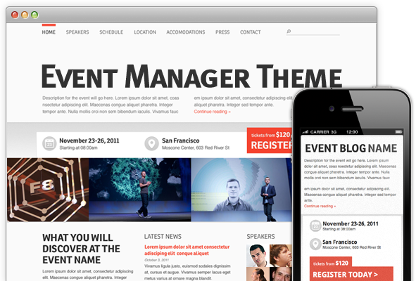 event manager theme'